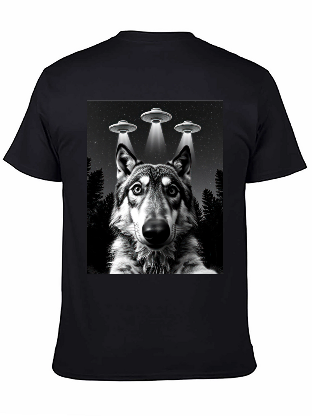 Wolf UFO T-Shirt - Black Graphic Tee