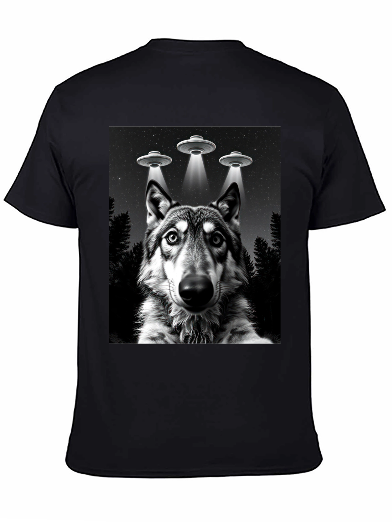 Wolf UFO T-Shirt - Black Graphic Tee