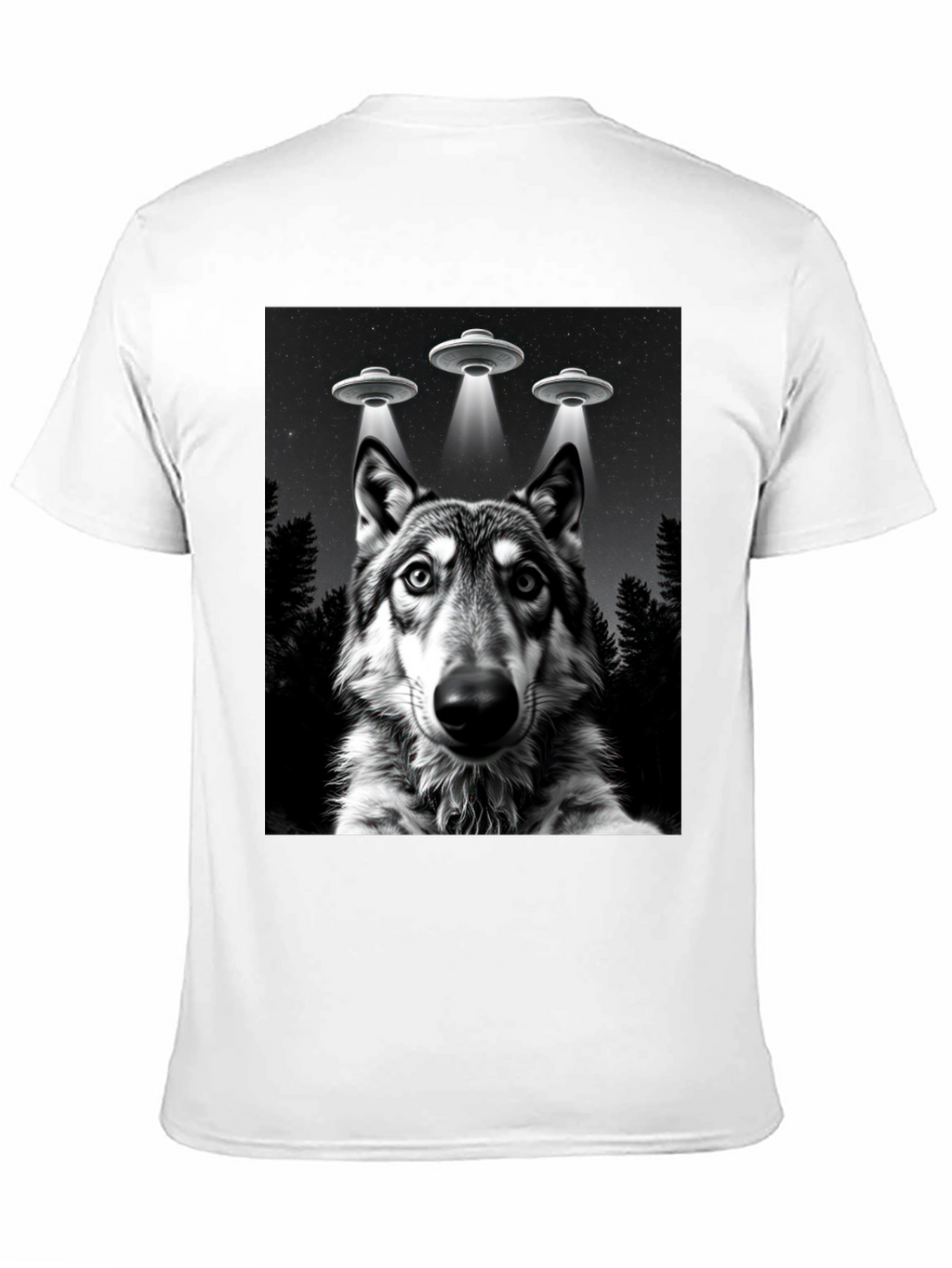 Wolf UFO T-Shirt - Black Graphic Tee