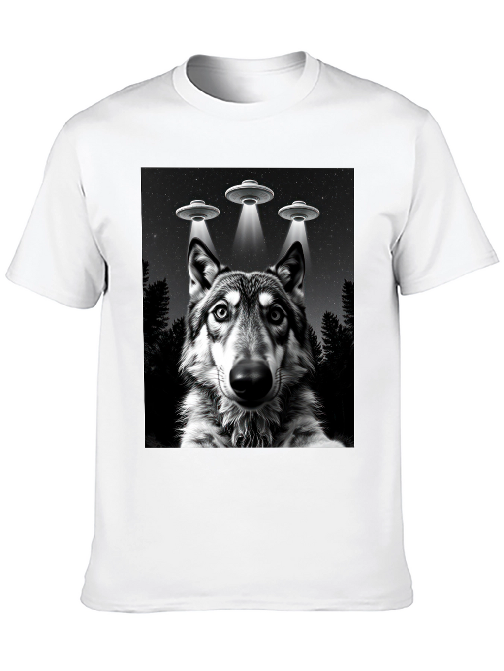 Wolf UFO T-Shirt - Black Graphic Tee