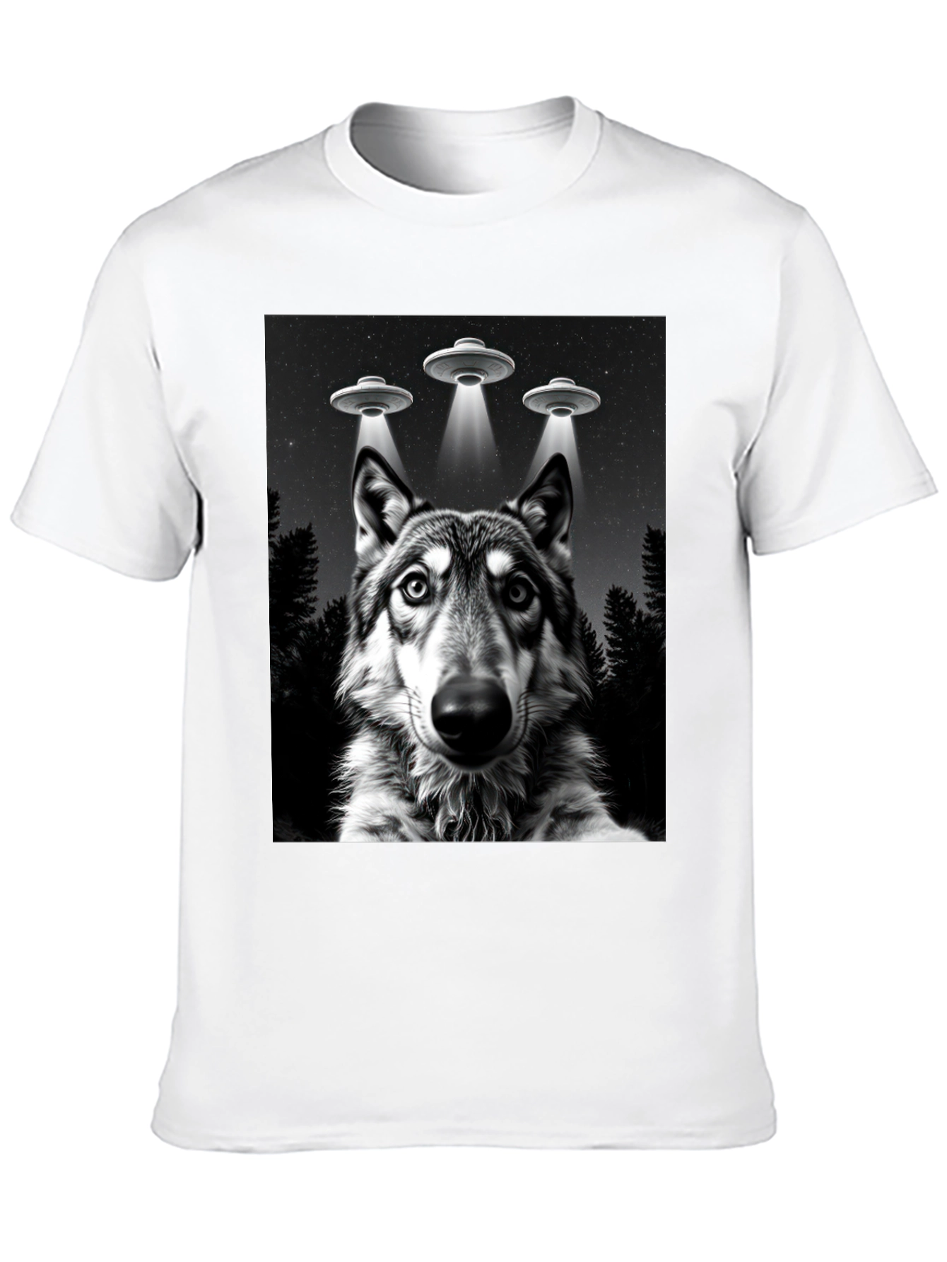 Wolf UFO T-Shirt - Black Graphic Tee