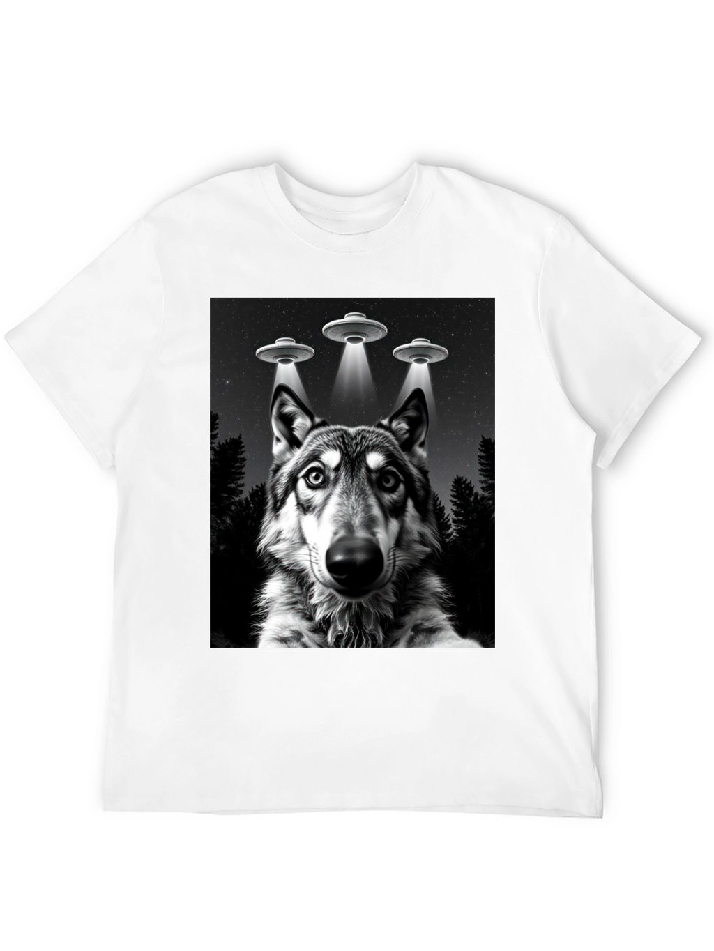 Wolf UFO T-Shirt - Black Graphic Tee