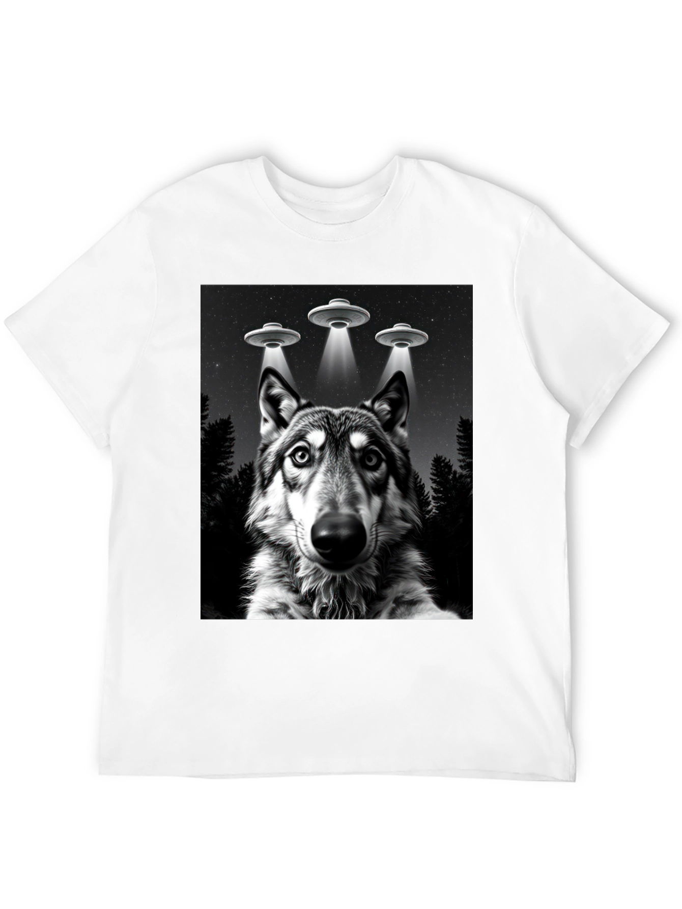 Wolf UFO T-Shirt - Black Graphic Tee
