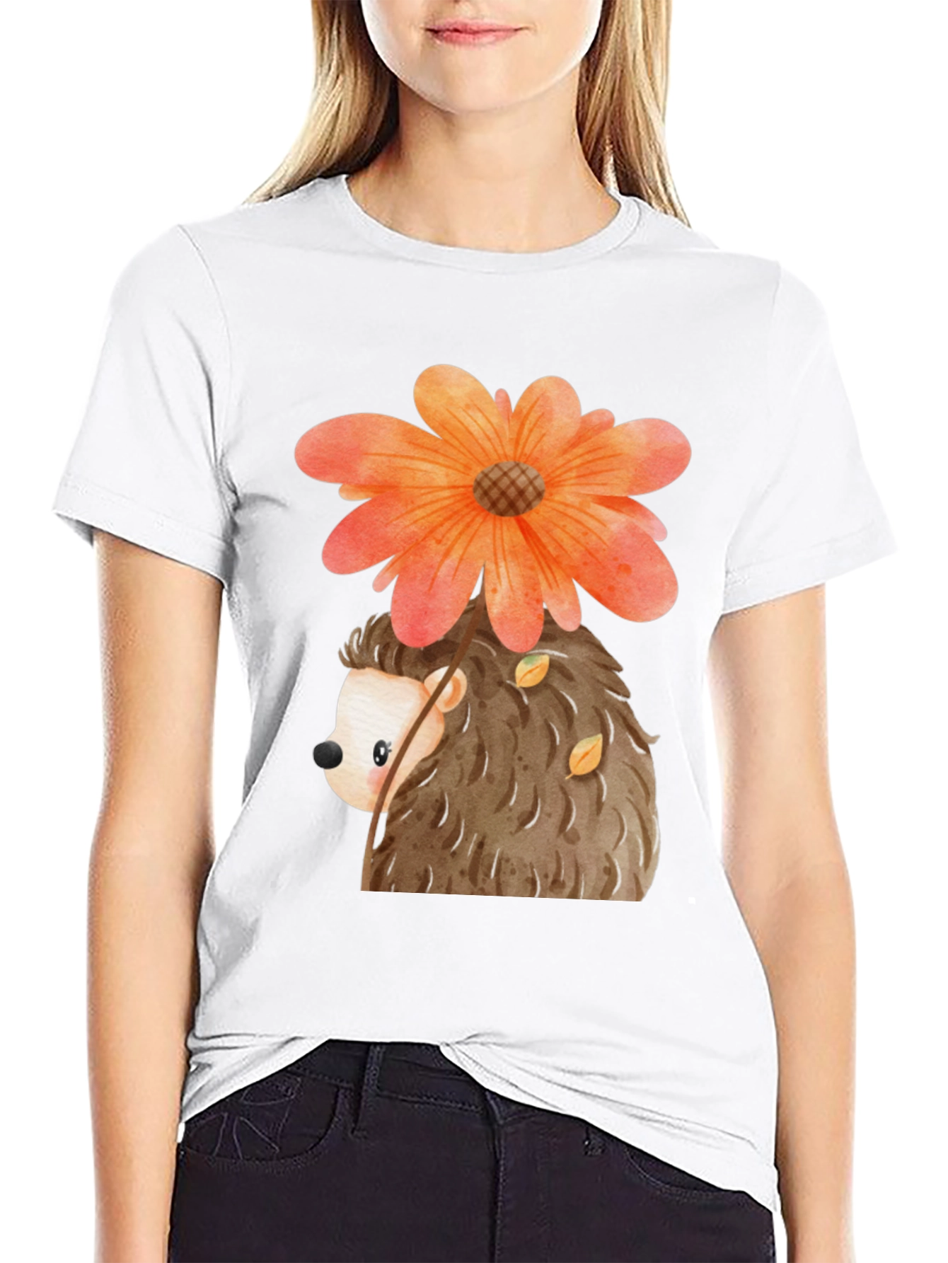 Cute Hedgehog with Flower T-Shirt