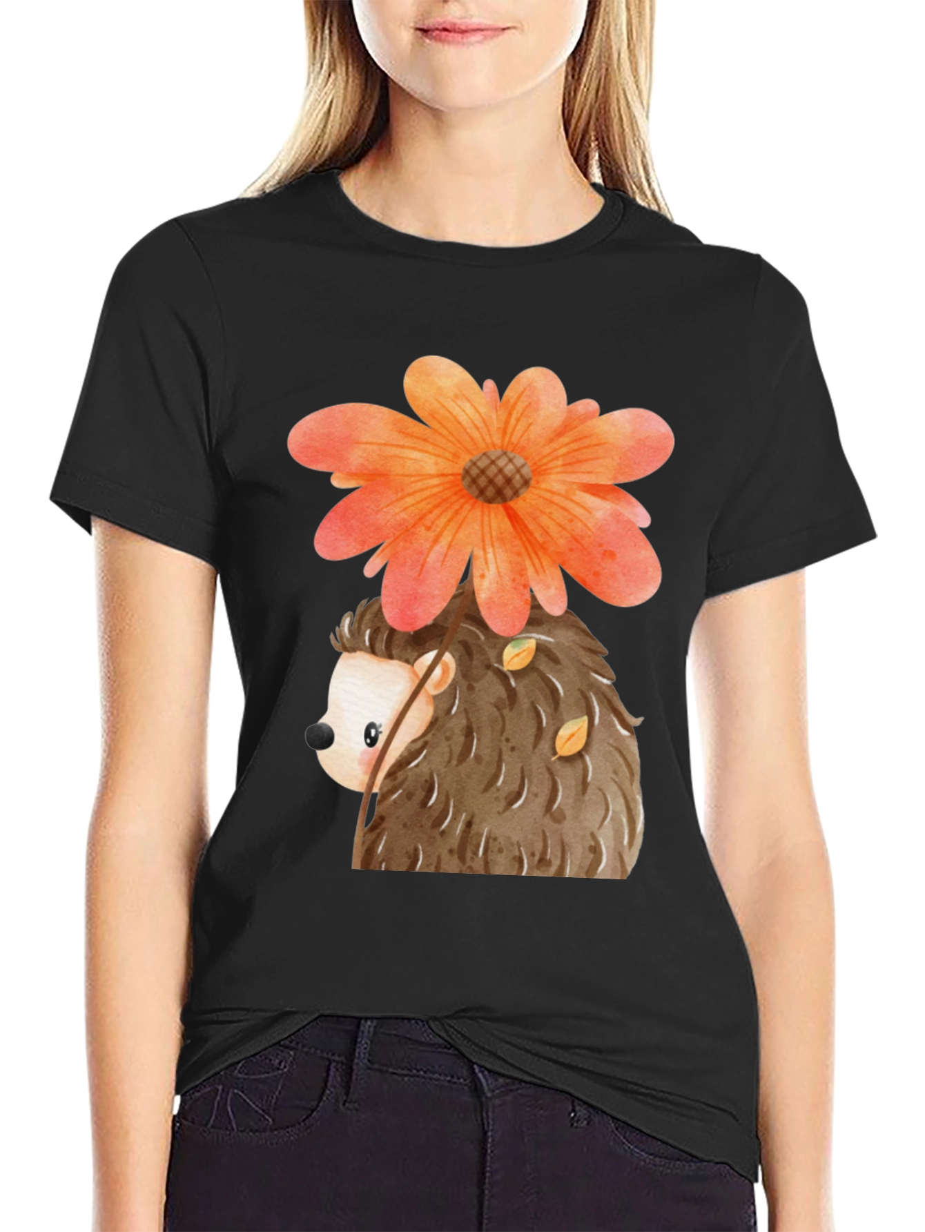 Cute Hedgehog with Flower T-Shirt