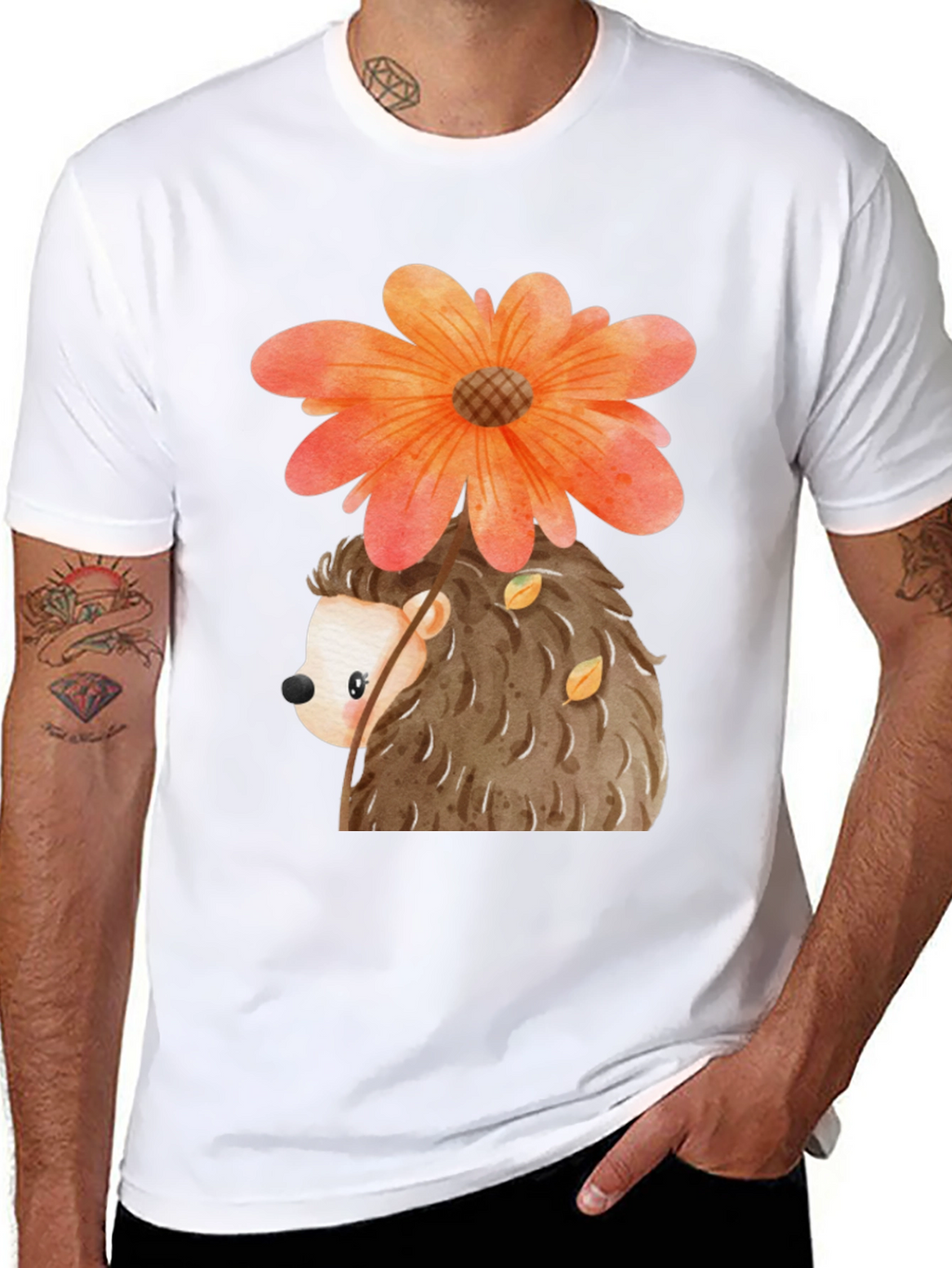 Cute Hedgehog with Flower T-Shirt