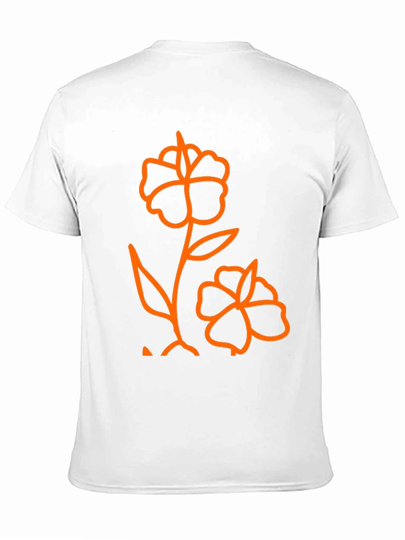 Mens Black T-Shirt with Orange Flower Graphic