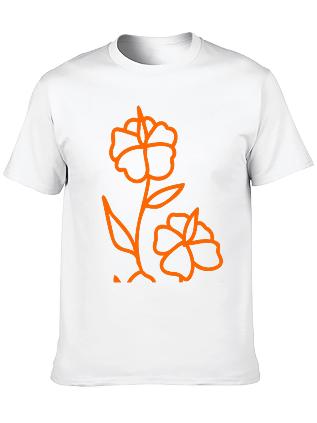 Mens Black T-Shirt with Orange Flower Graphic
