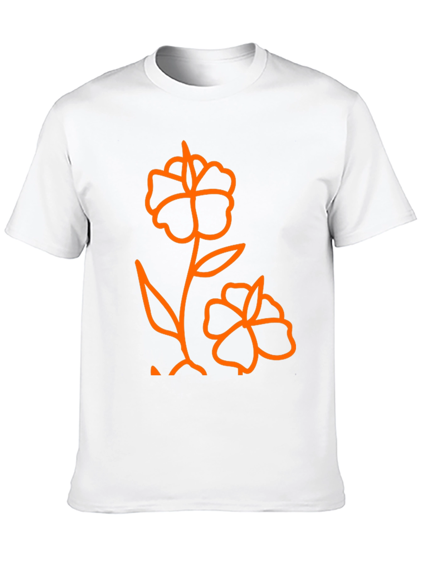 Mens Black T-Shirt with Orange Flower Graphic