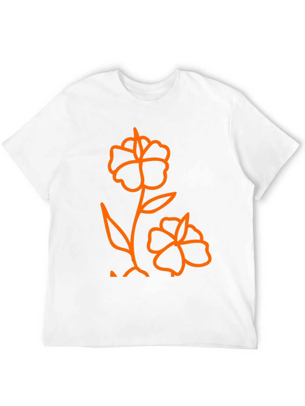 Mens Black T-Shirt with Orange Flower Graphic