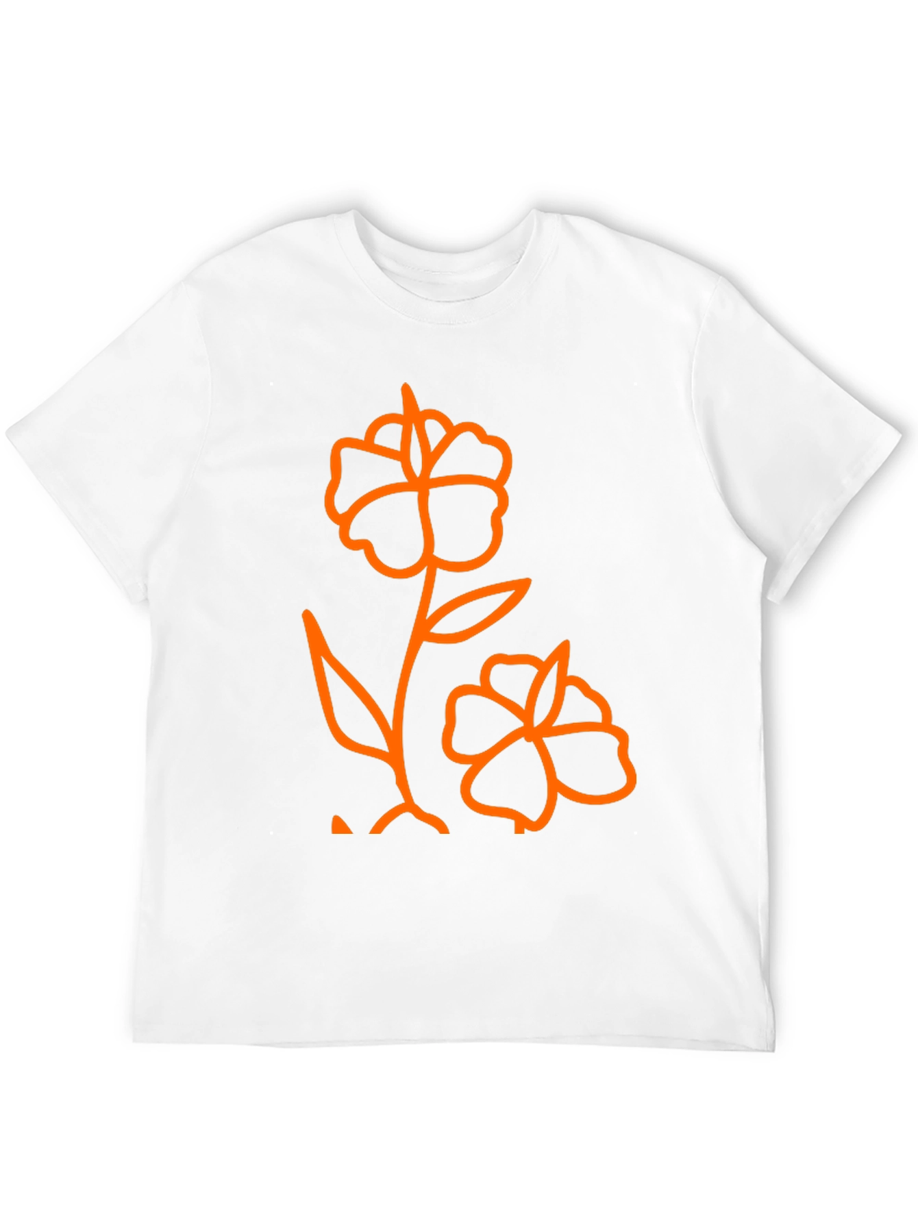 Mens Black T-Shirt with Orange Flower Graphic