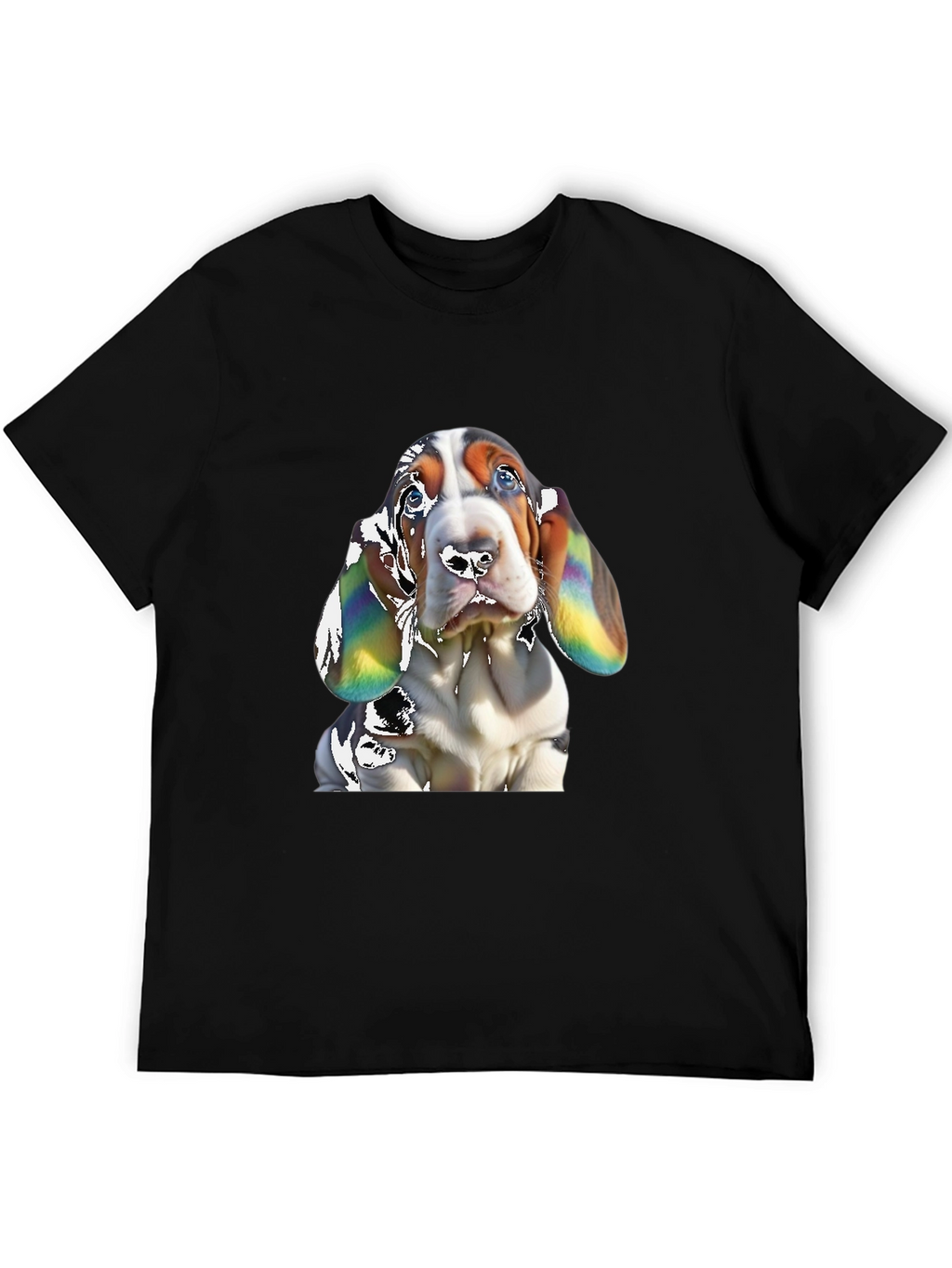 Basset Hound Dog Graphic Print Black T-Shirt