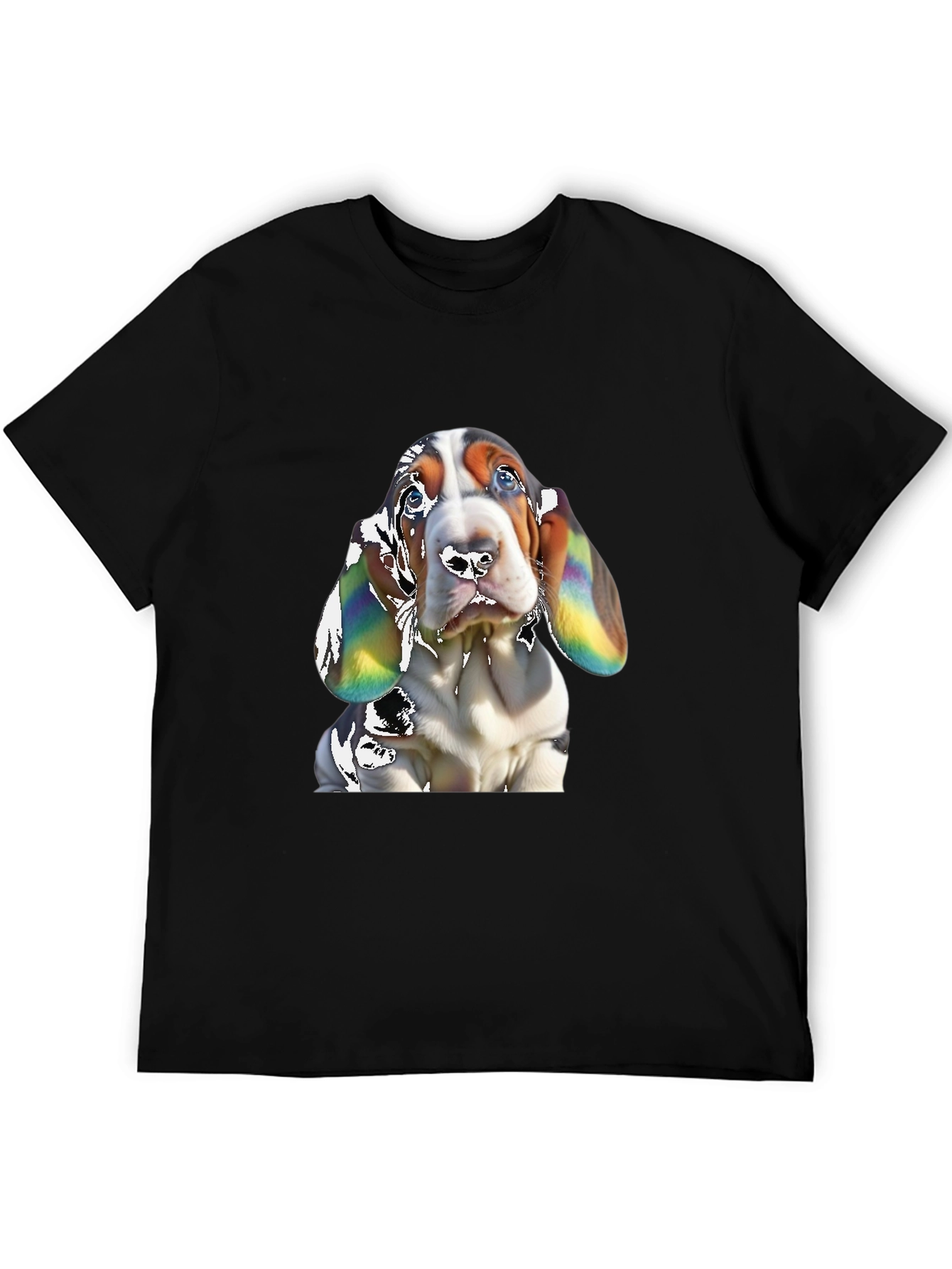 Basset Hound Dog Graphic Print Black T-Shirt