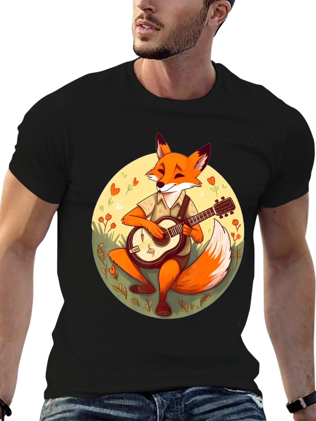Fox Guitarist Graphic T-Shirt - Stylish & Unique Design