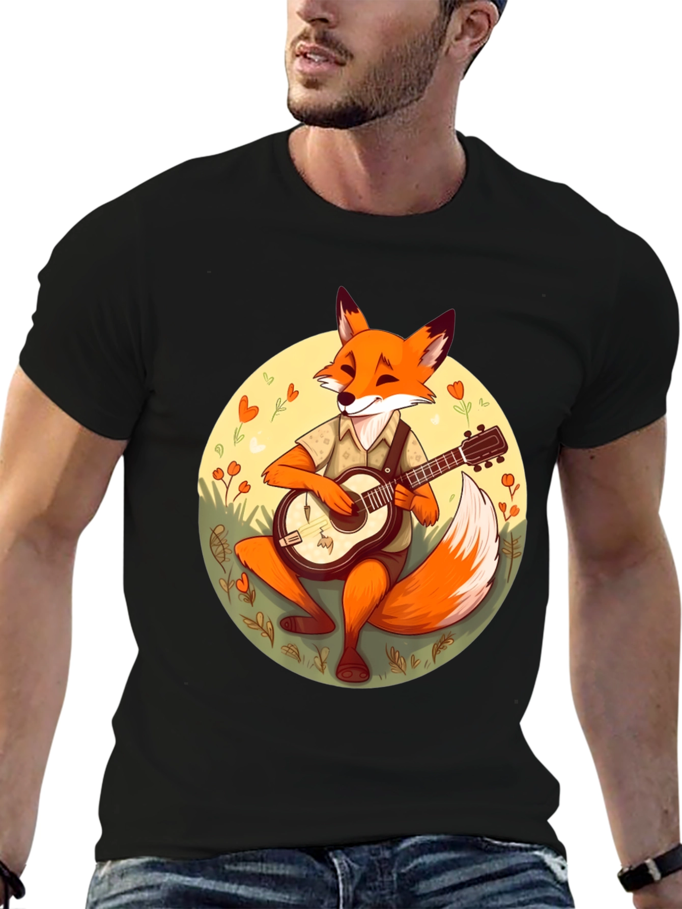 Fox Guitarist Graphic T-Shirt - Stylish & Unique Design