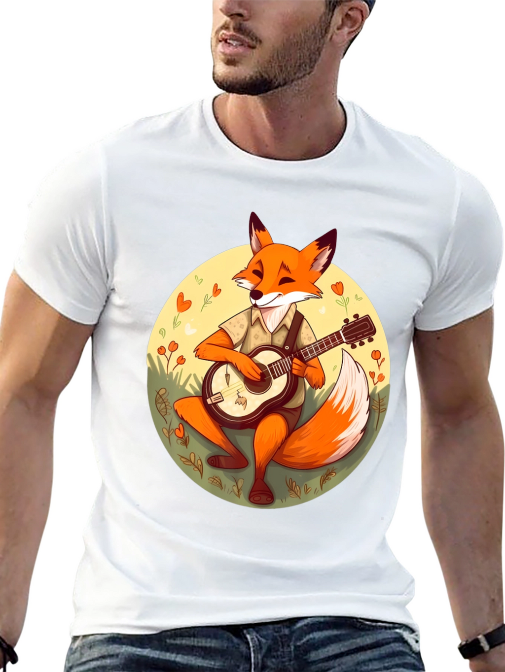 Fox Guitarist Graphic T-Shirt - Stylish & Unique Design