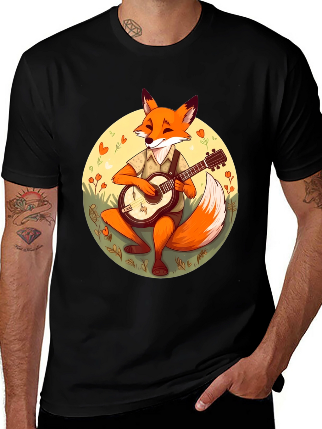 Fox Guitarist Graphic T-Shirt - Stylish & Unique Design