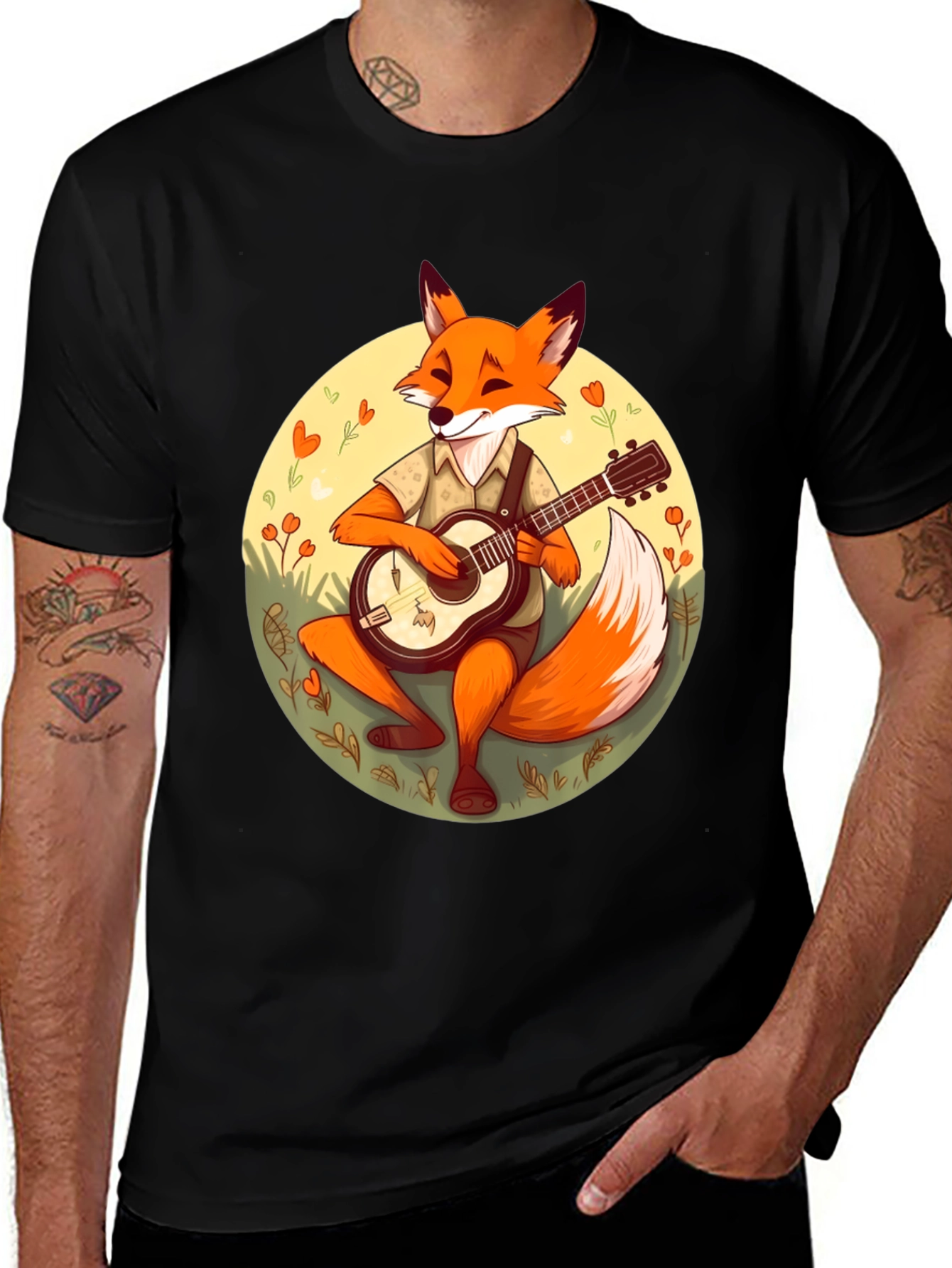 Fox Guitarist Graphic T-Shirt - Stylish & Unique Design