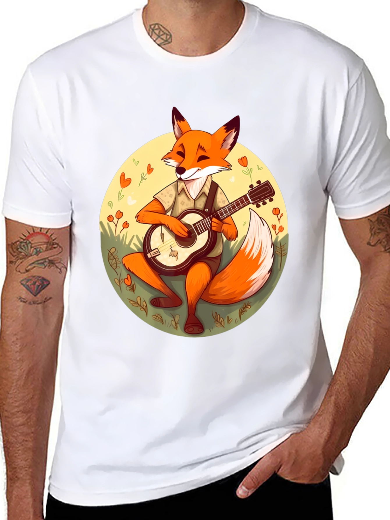 Fox Guitarist Graphic T-Shirt - Stylish & Unique Design