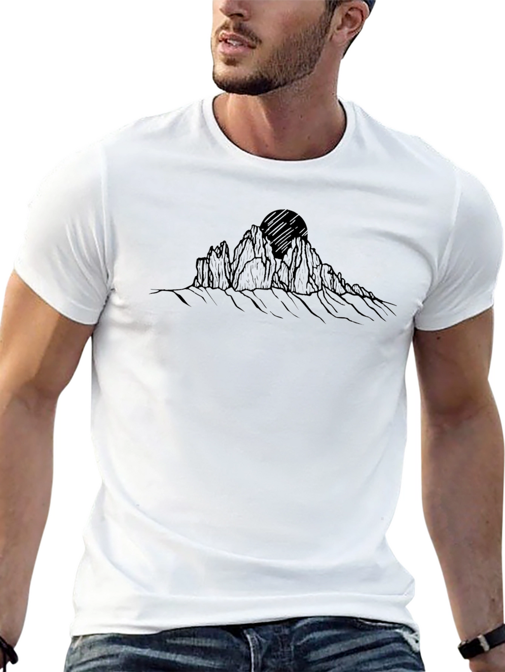 Mens Black Mountain Graphic Tee