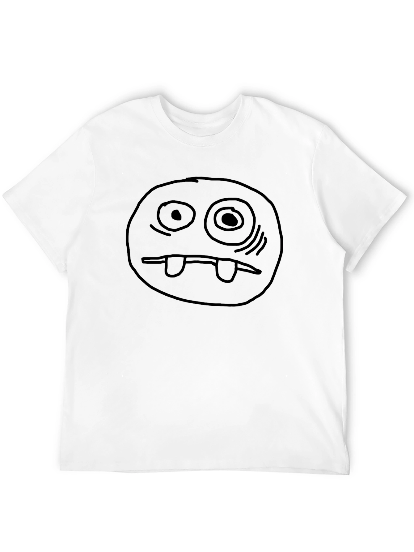 Funny Cartoon Face Black T-Shirt