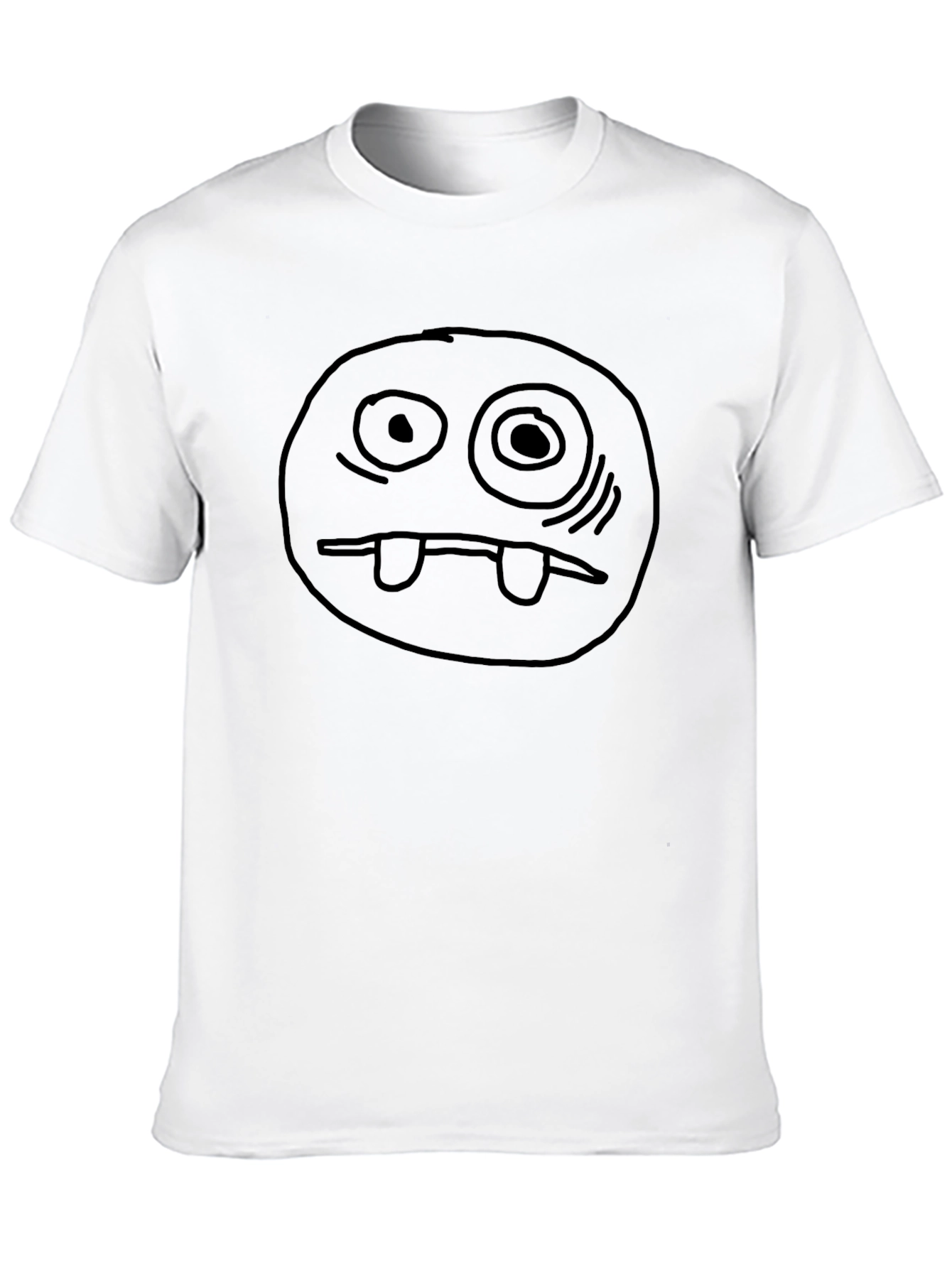 Funny Cartoon Face Black T-Shirt