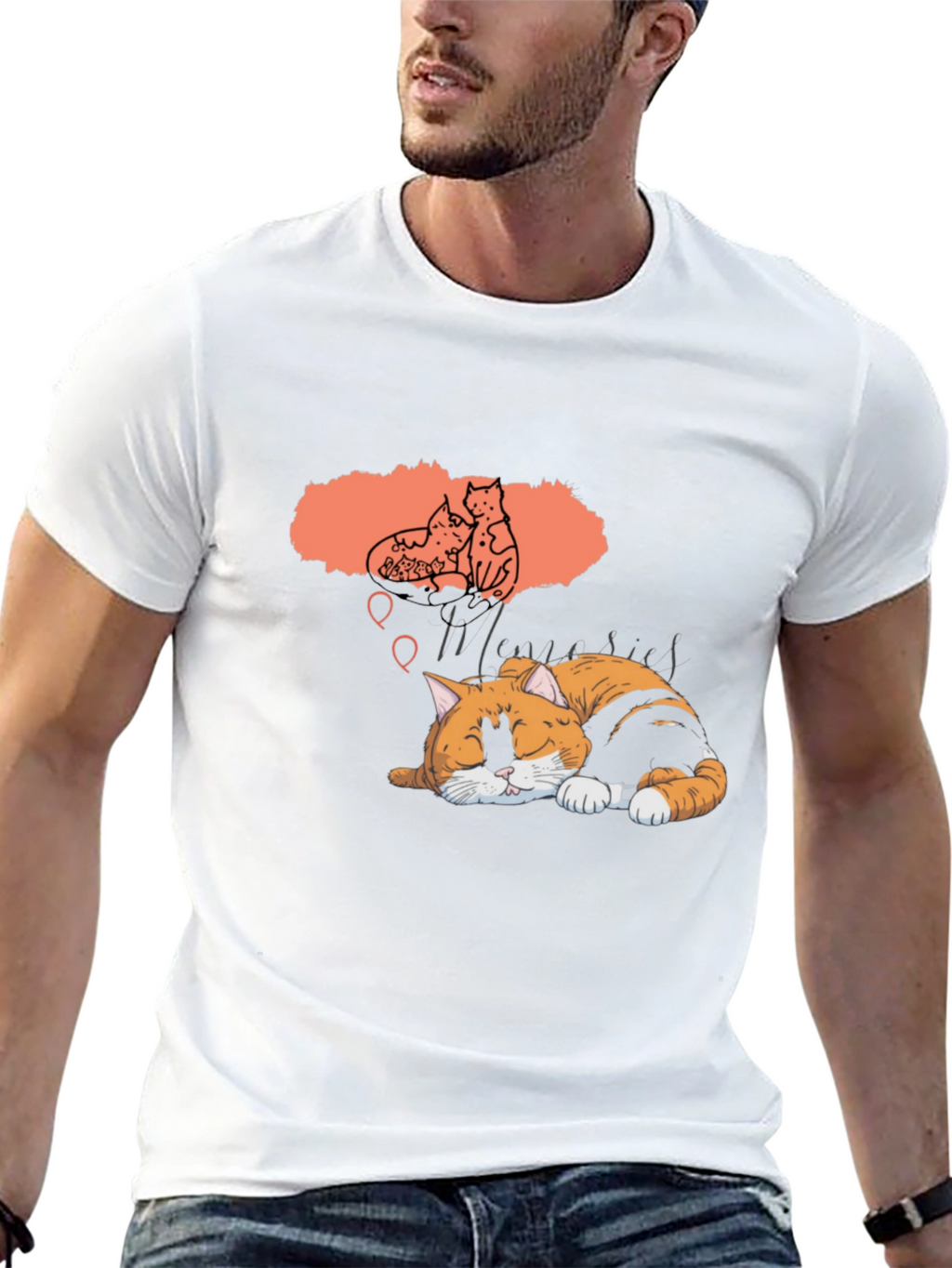 Dreaming Cat Graphic T-Shirt - Unisex Black Tee