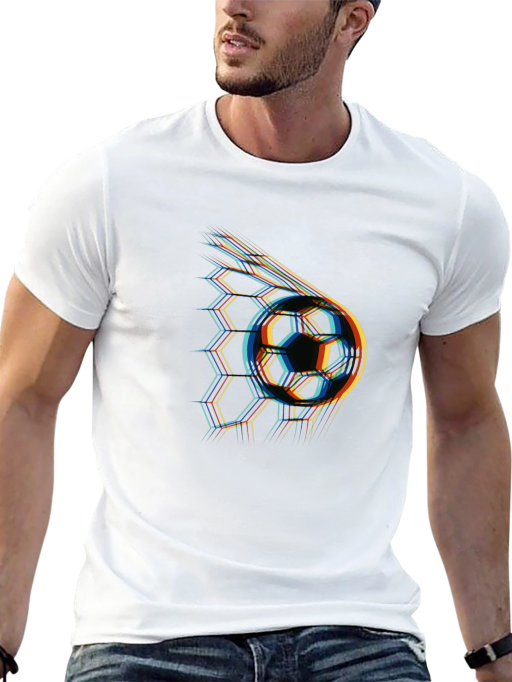 Abstract Soccer Ball Graphic Tee - Black