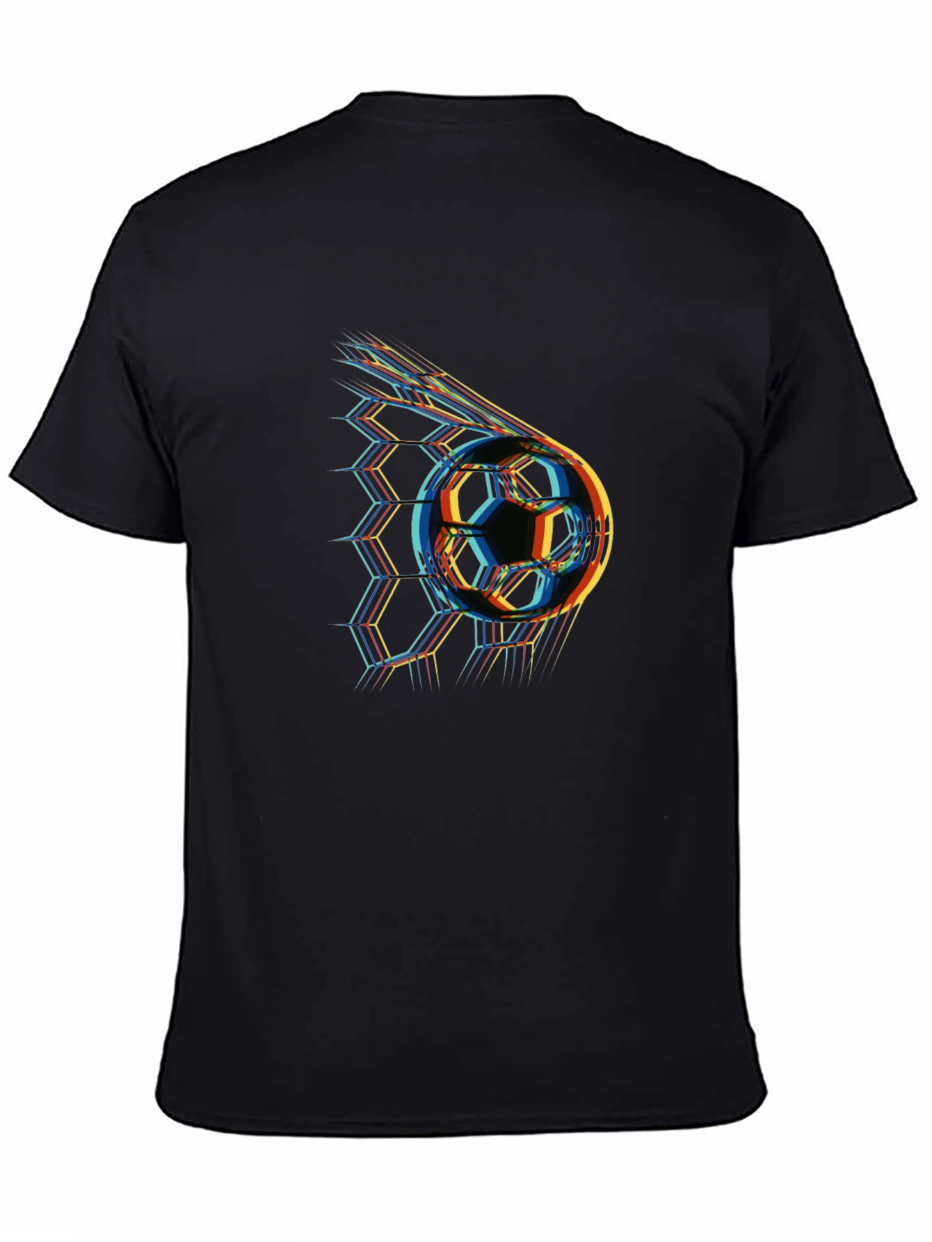 Abstract Soccer Ball Graphic Tee - Black