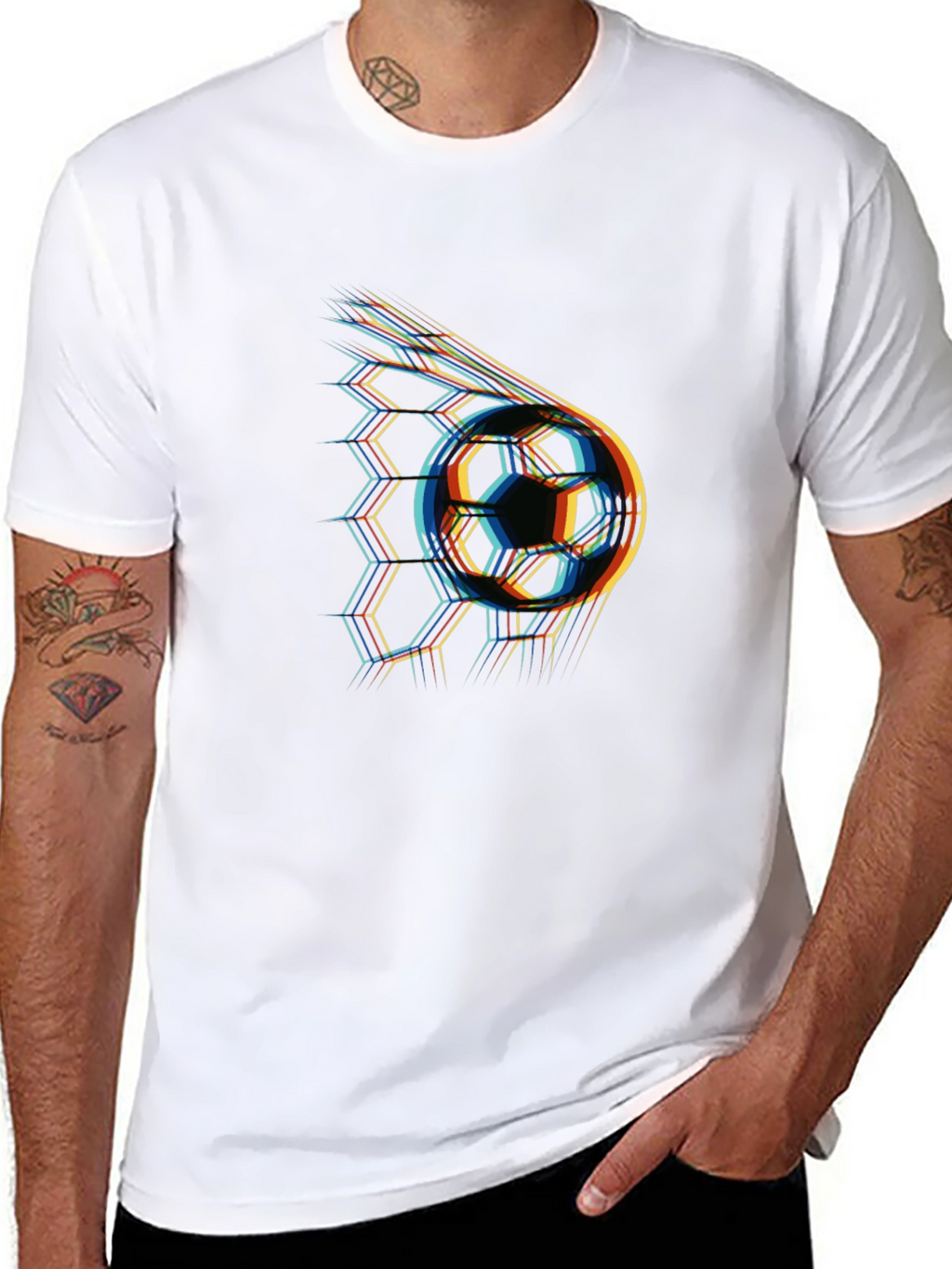 Abstract Soccer Ball Graphic Tee - Black