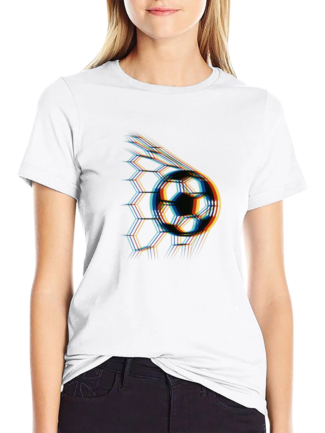 Abstract Soccer Ball Graphic Tee - Black