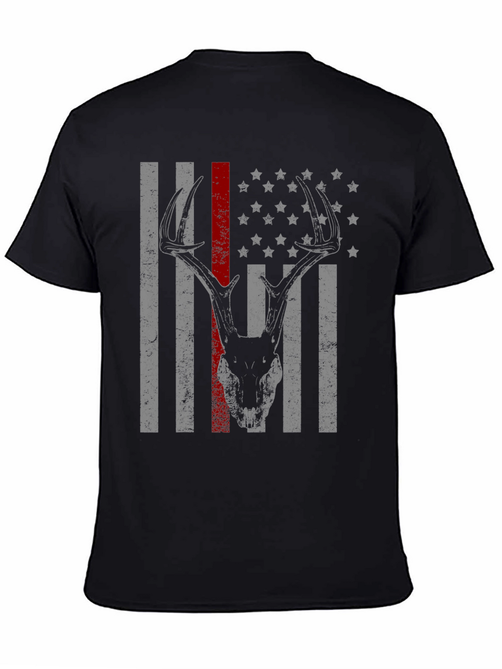 Deer Skull American Flag Graphic T-Shirt
