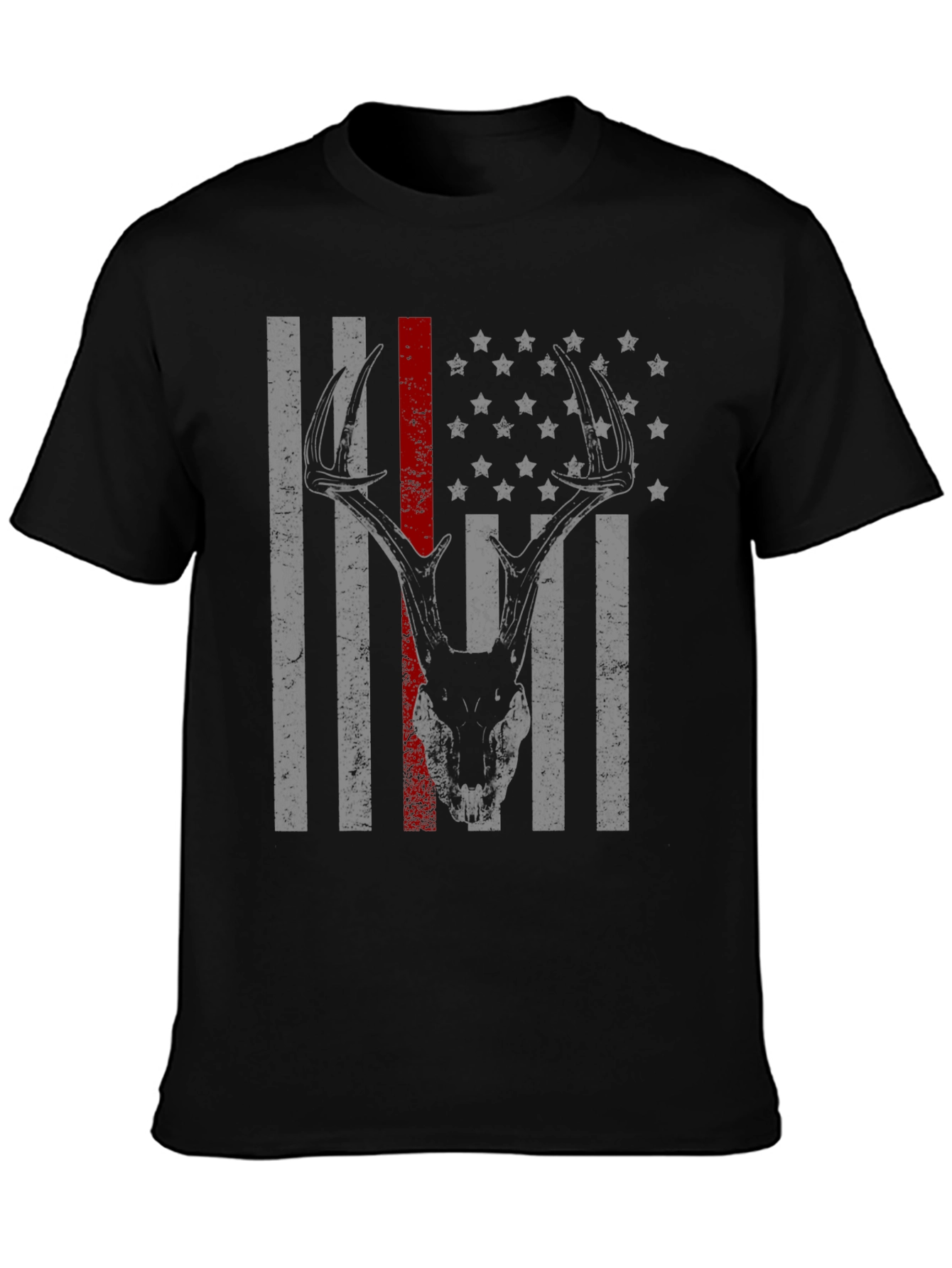 Deer Skull American Flag Graphic T-Shirt