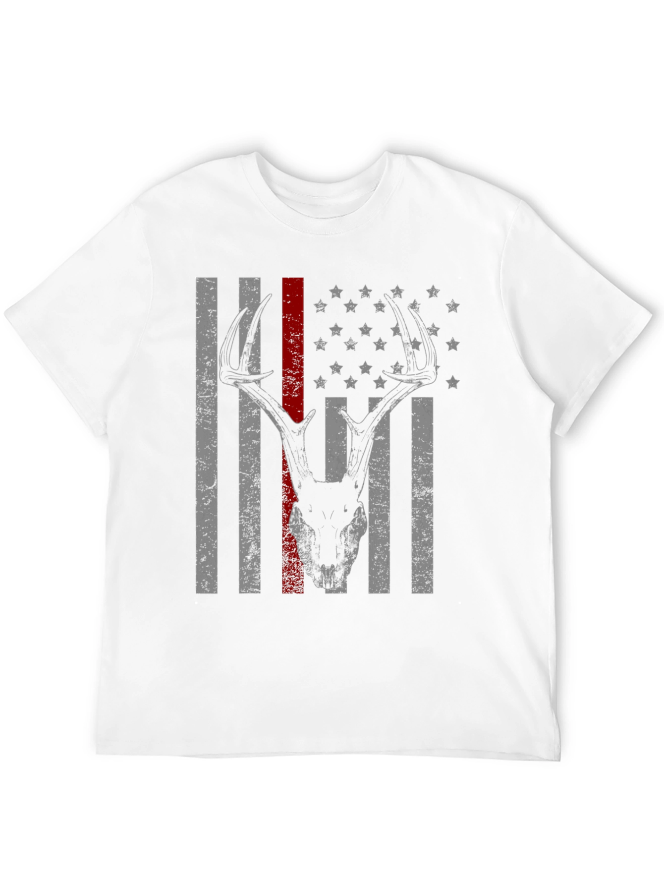 Deer Skull American Flag Graphic T-Shirt