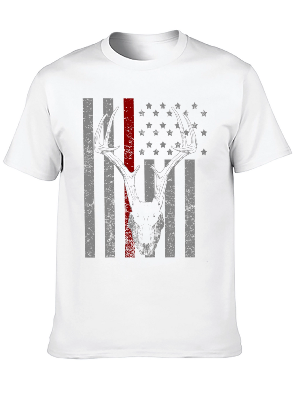 Deer Skull American Flag Graphic T-Shirt