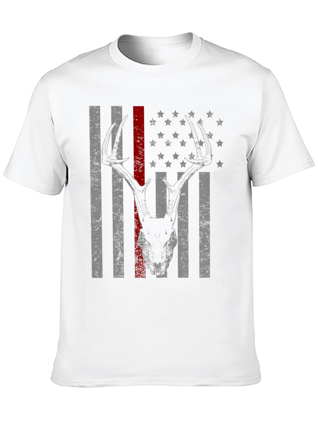 Deer Skull American Flag Graphic T-Shirt