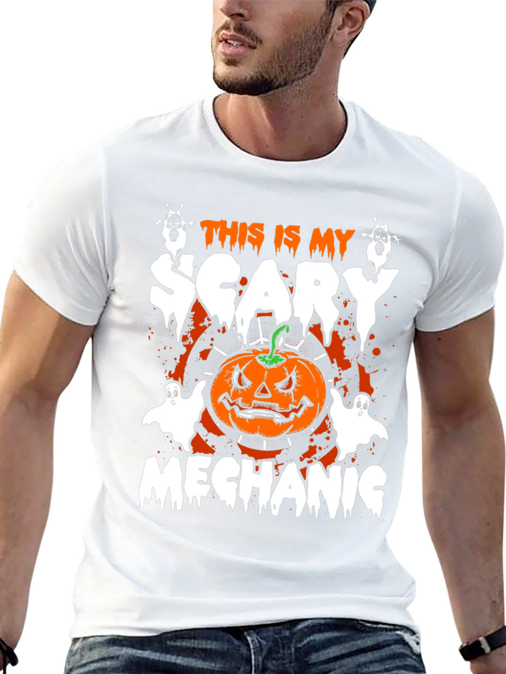 Scary Mechanic Halloween Graphic T-Shirt