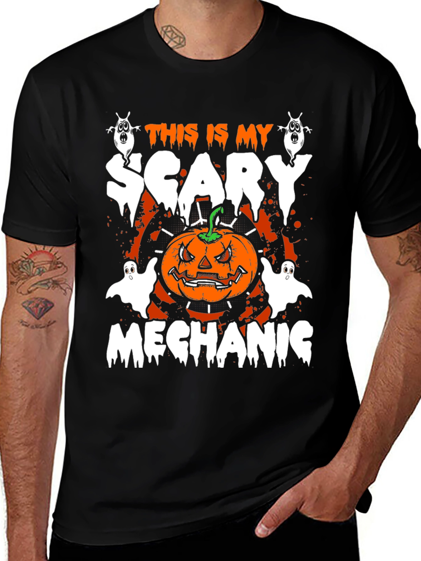 Scary Mechanic Halloween Graphic T-Shirt