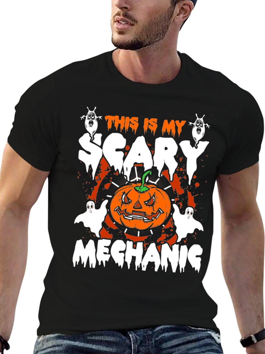 Scary Mechanic Halloween Graphic T-Shirt