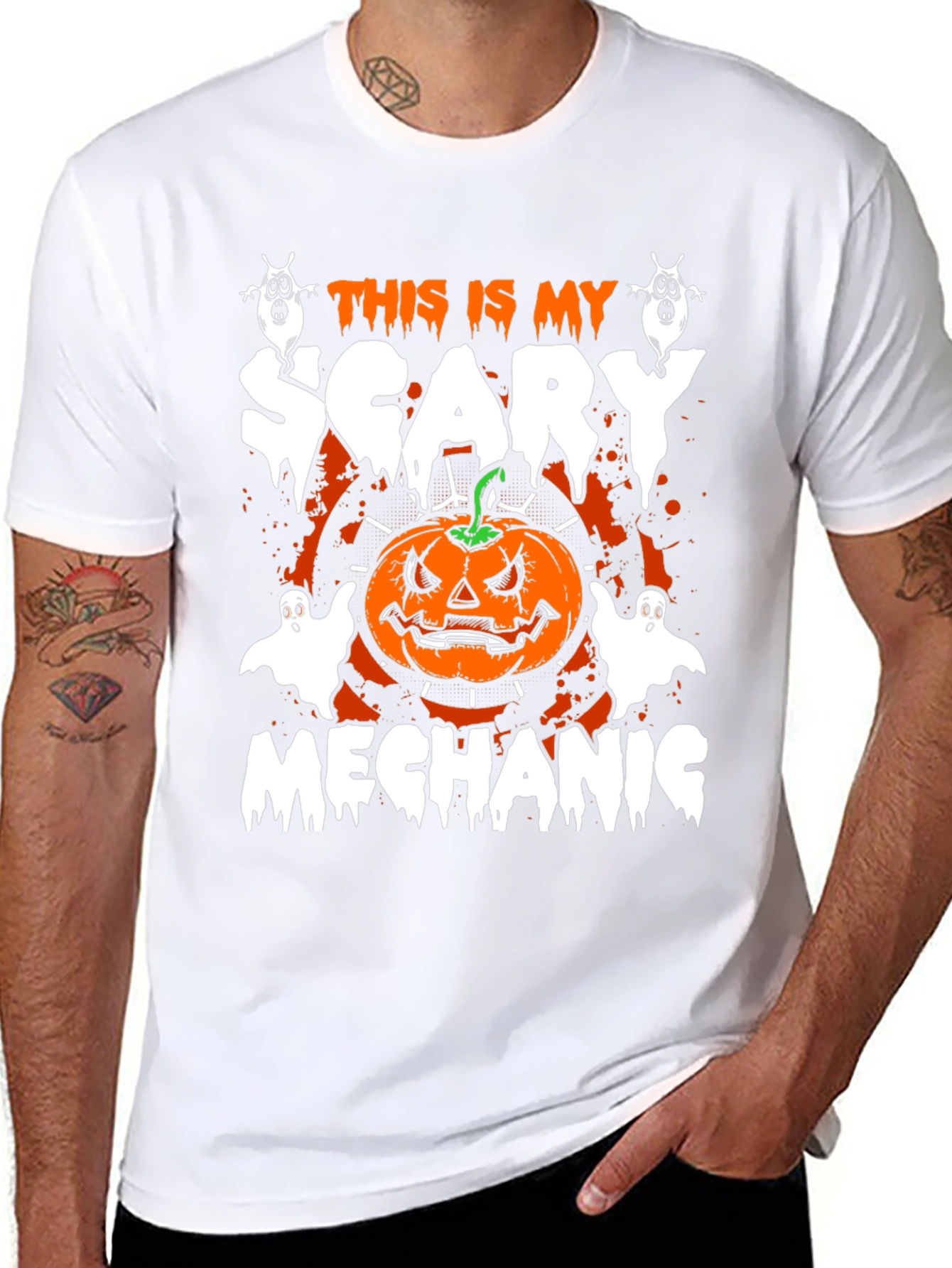 Scary Mechanic Halloween Graphic T-Shirt