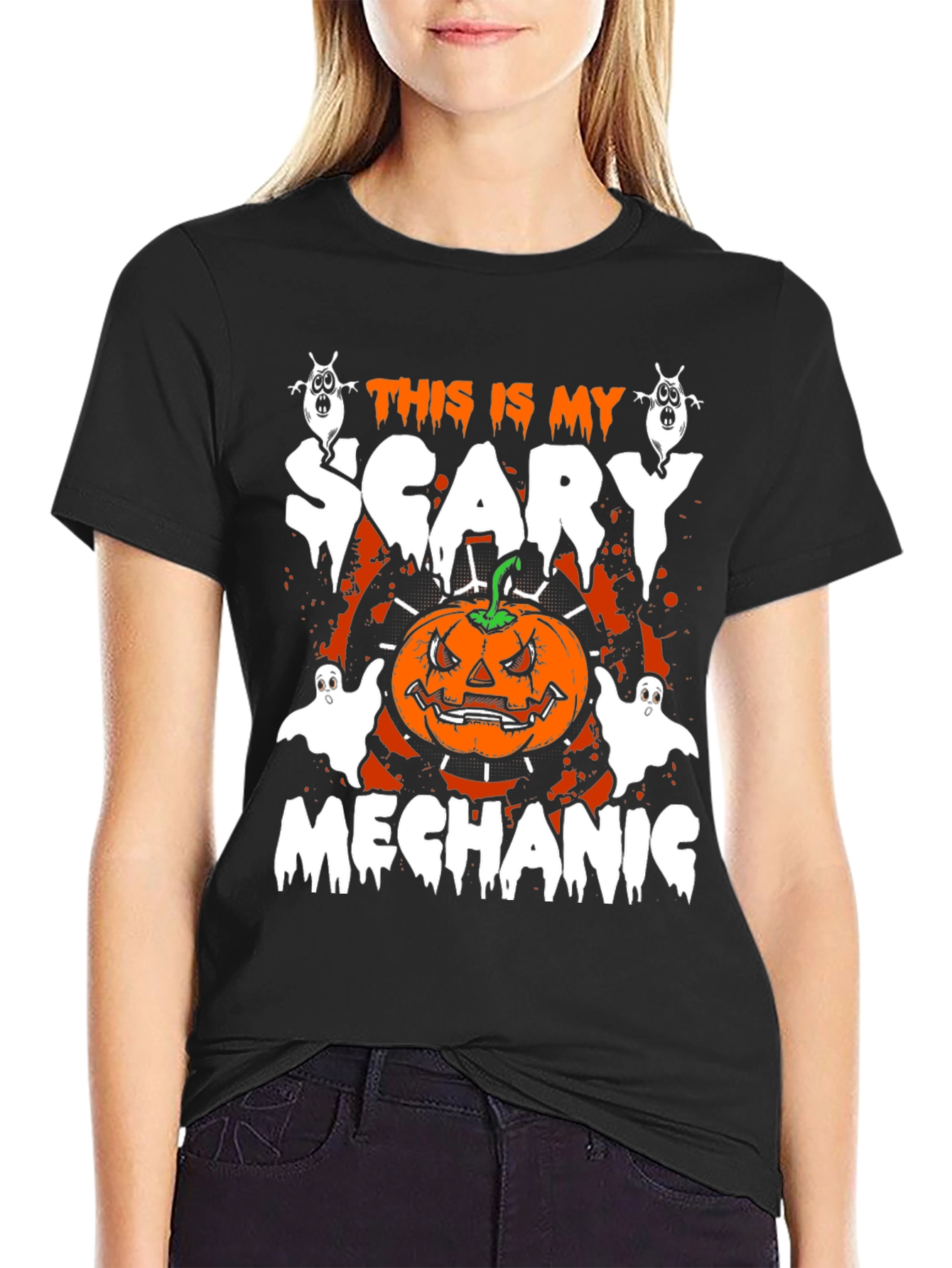 Scary Mechanic Halloween Graphic T-Shirt