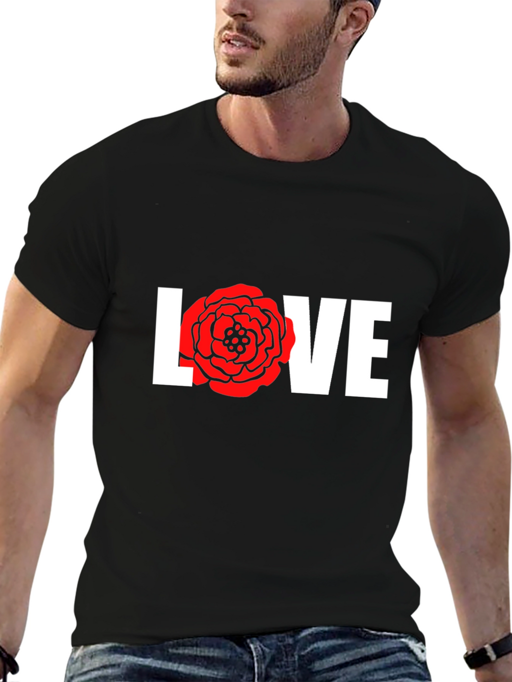 Love Rose Graphic T-Shirt - Black