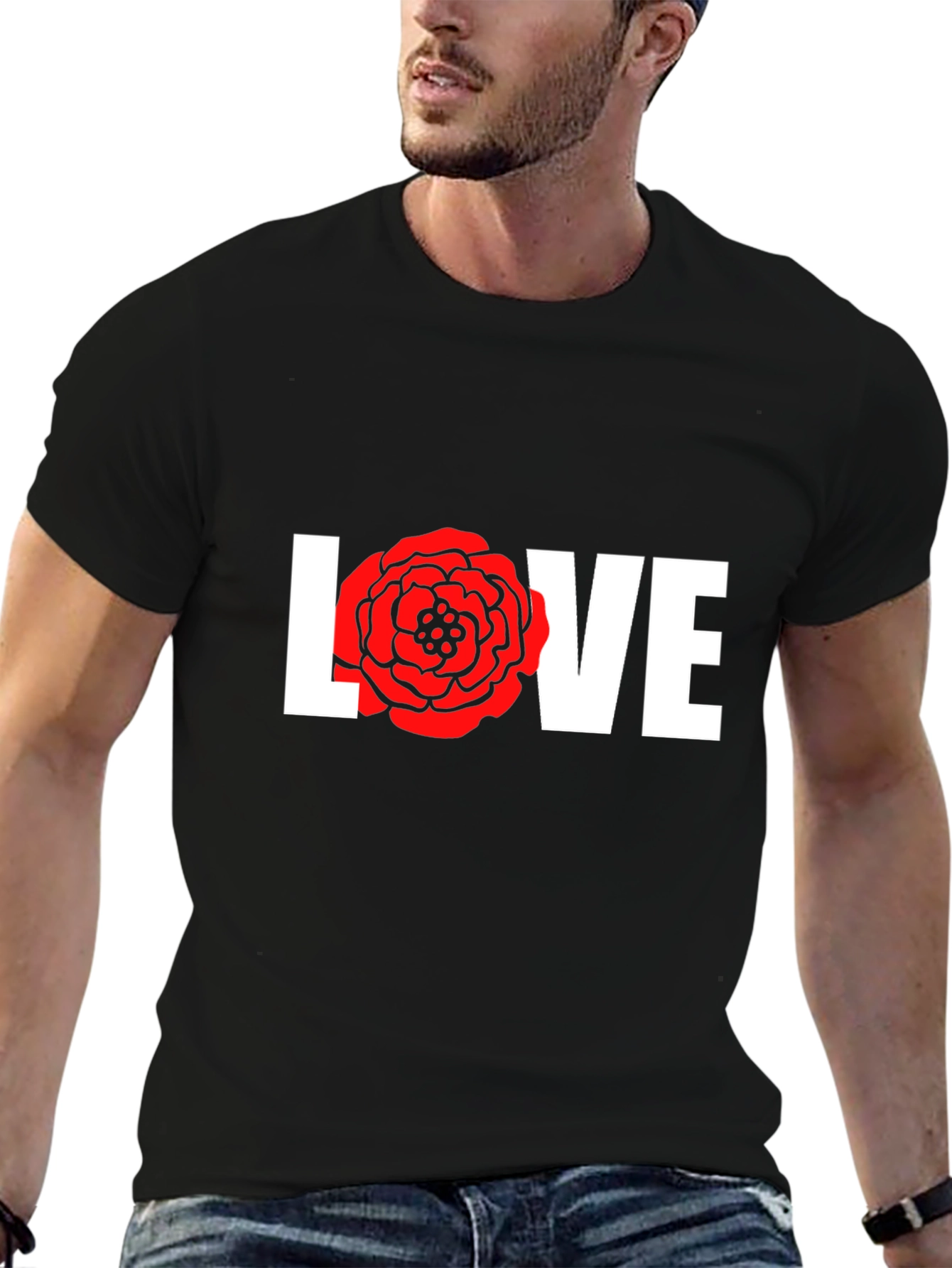 Love Rose Graphic T-Shirt - Black
