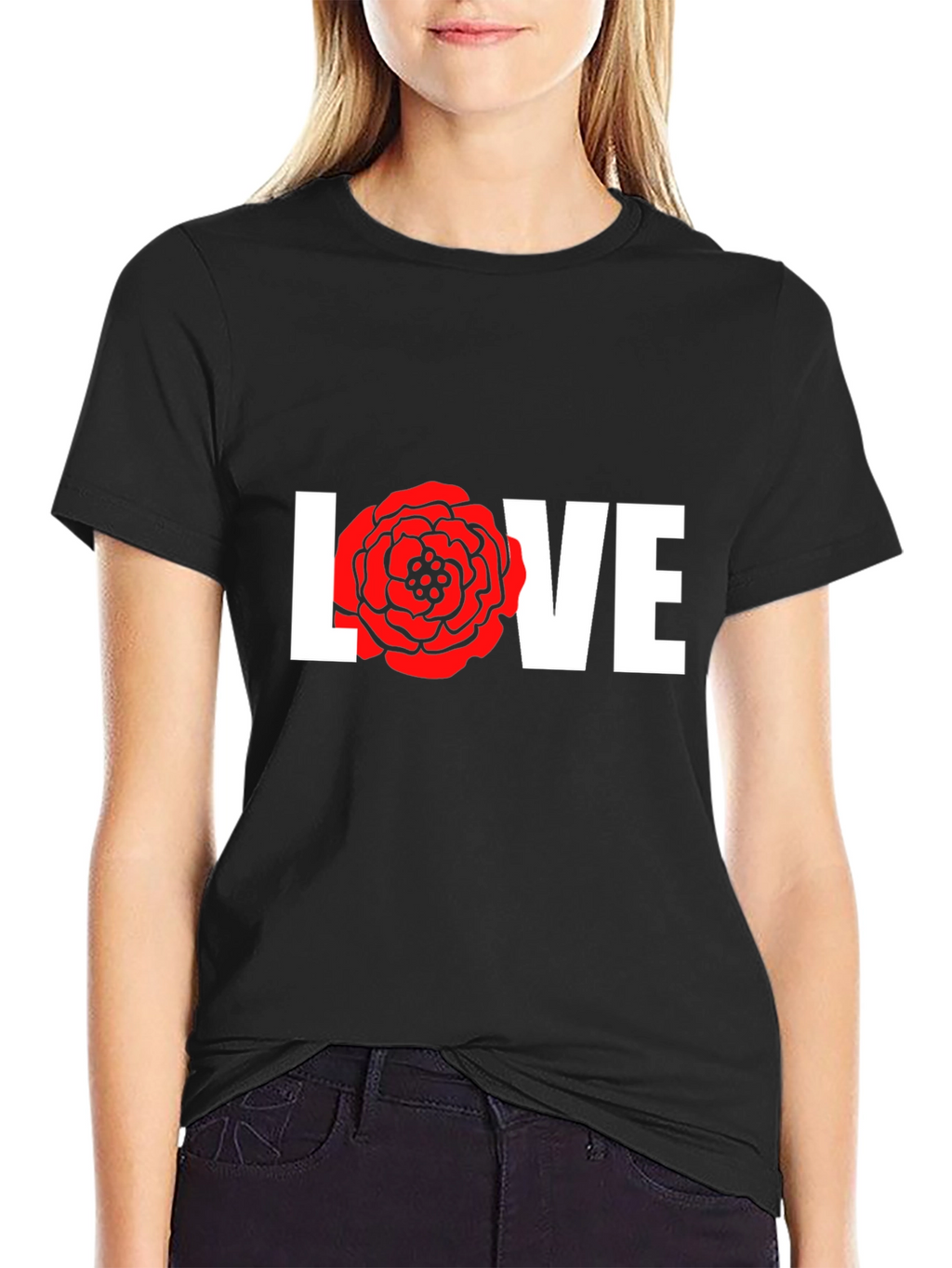 Love Rose Graphic T-Shirt - Black