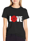 Love Rose Graphic T-Shirt - Black