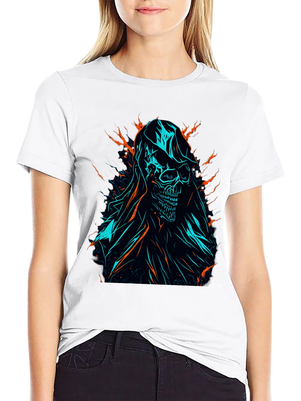 Grim Reaper Graphic Tee - Edgy Skull Design