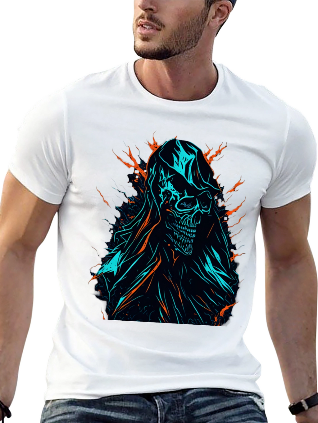 Grim Reaper Graphic Tee - Edgy Skull Design
