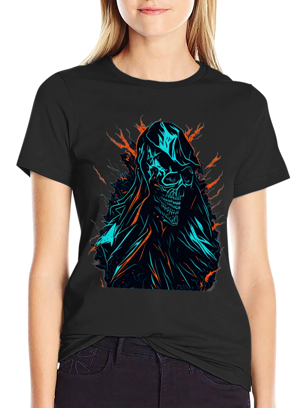 Grim Reaper Graphic Tee - Edgy Skull Design