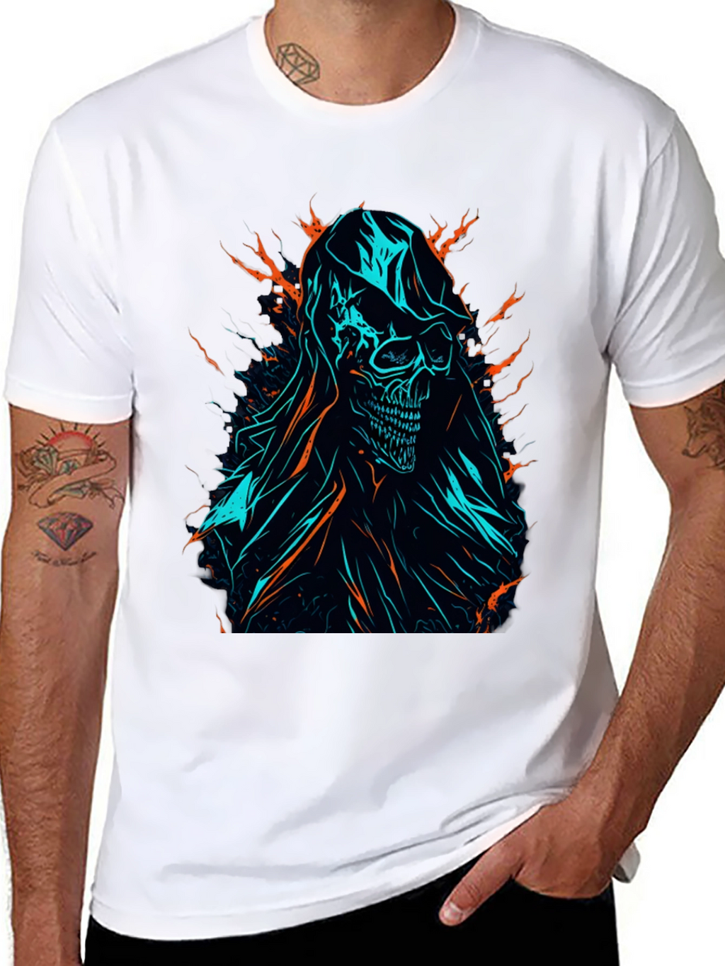 Grim Reaper Graphic Tee - Edgy Skull Design