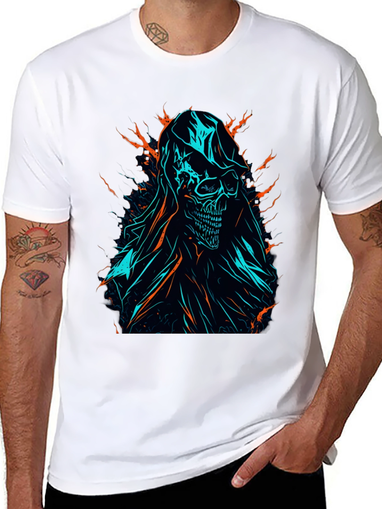 Grim Reaper Graphic Tee - Edgy Skull Design